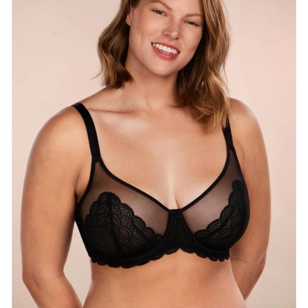 HSIA Mermaid Scales Lace Underwire Bra NWT Black 38DD Minimizer
